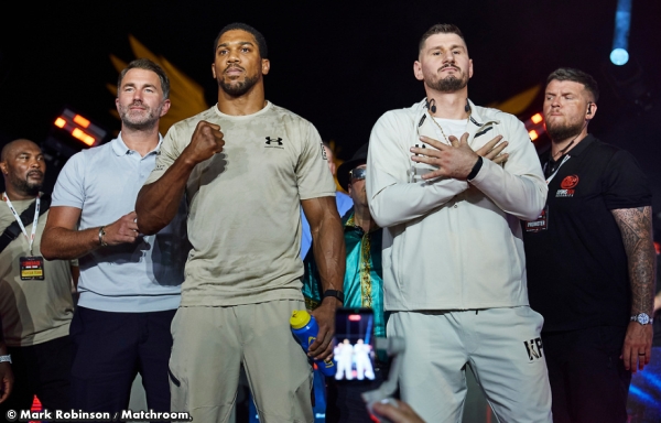 Anthony Joshua and Kristian Prenga exchange final words at Press Conference ahead of 'The Comeback'